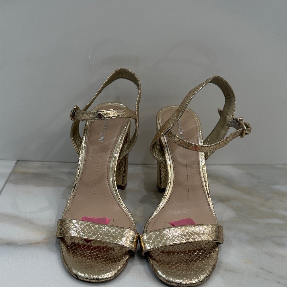 Gianni Bini Gold Snakeskin Ankle Strap Heels- Size 8